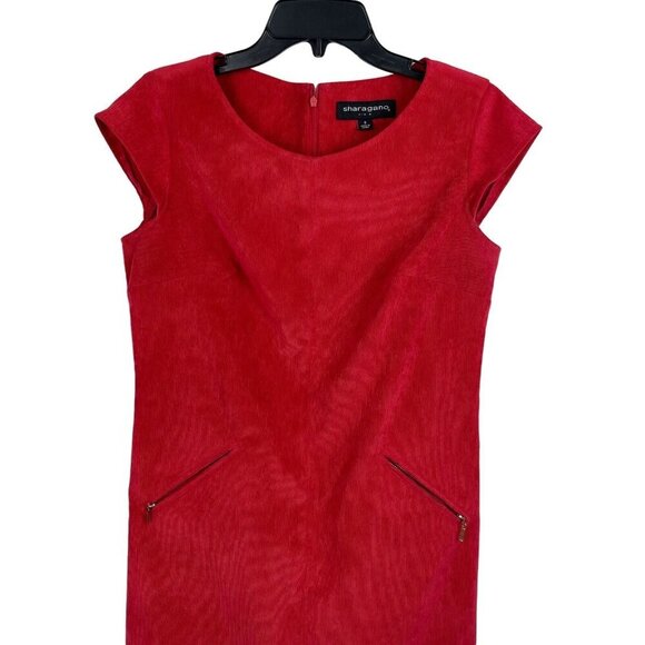 Sharagano Womens Short Sleeve Red Sheath Dress Size 6 - Picture 6 of 8